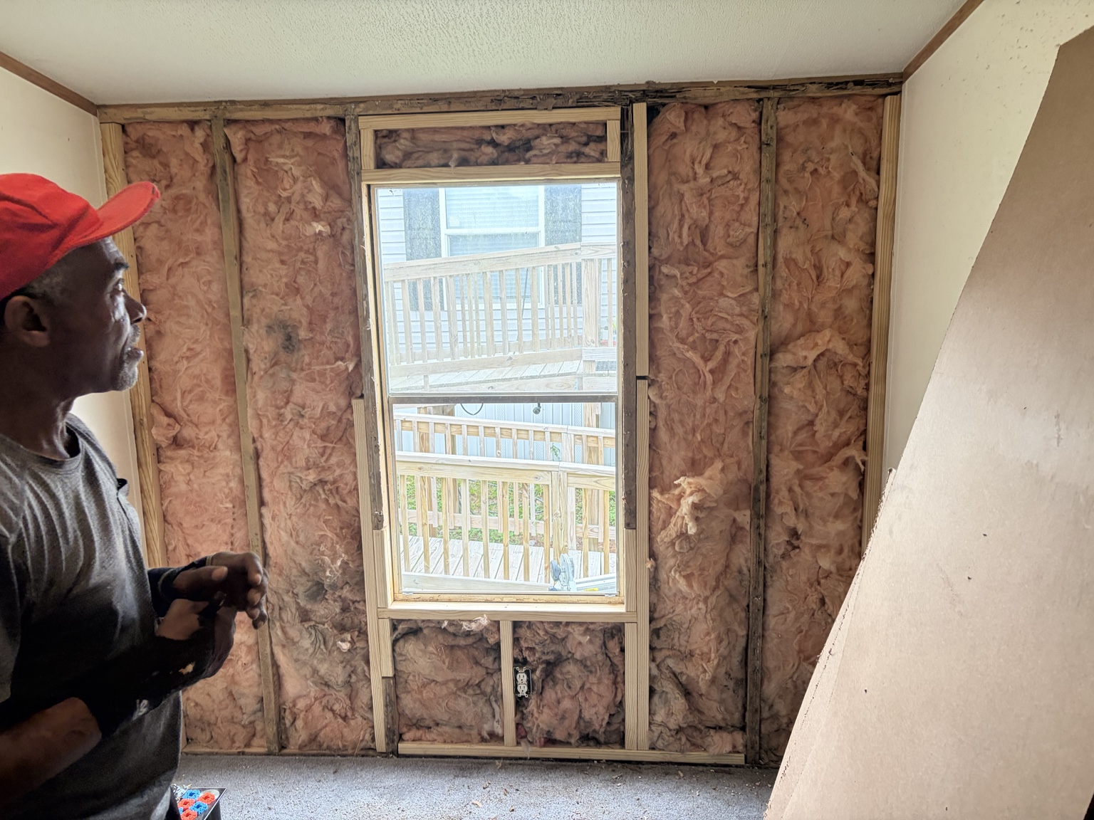 Window framing repair in progress